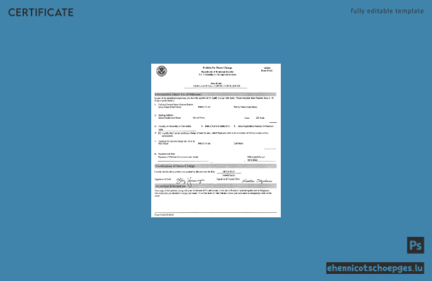 Beispiel für eine Namensänderungsurkunde der US-Einwanderungsbehörde (USCIS) – Vorschau
